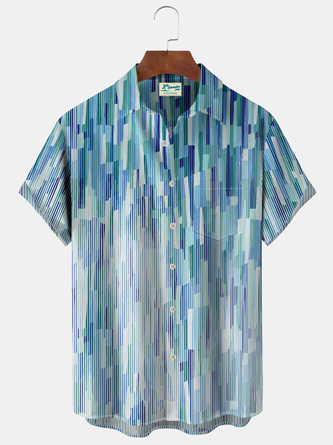 Royaura Gradient Abstract Texture Print Beach Men's Hawaiian Oversized Shirt With Pocket