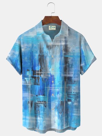 Royaura Gradient Texture Art Print Beach Men's Hawaiian Plus Size Shirt With Pocket