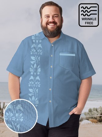 Big & Tall Hawaii Casual Retro Floral stripe Free Seersucker Men's Shirts