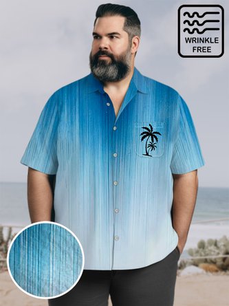 Big & Tall Hawaii Fringe Tie-Dye Coconut Printing Free Seersucker Men's Shirts