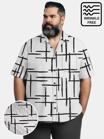 Big & Tall Geometric Line Free Seersucker Men's Shirts