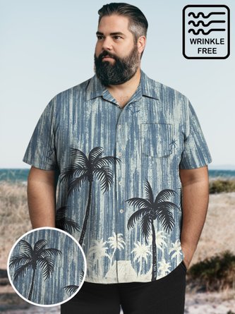 Big & Tall Hawaii Striped Coconut Tree Free Seersucker Men's Shirts