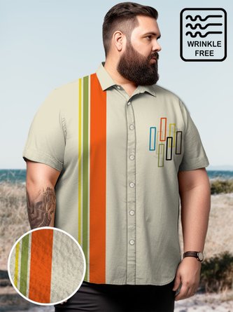Big & Tall Retro Bowling Geometry Style Free Seersucker Men's Shirts