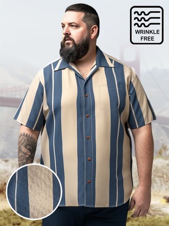 Big & Tall Retro Stripes Bowling Style Free Seersucker Men's Shirts