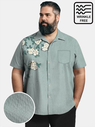 Big & Tall Hawaiian Flower Free Seersucker Men's Shirts