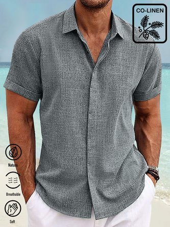 Royaura Multi-color Basic Natural Fiber Plain Men's Button Down Short Sleeve Shirt
