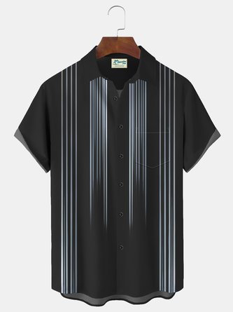 Royaura Vintage Bowling Gradient Print Beach Men's Hawaiian Oversized Shirt with Pockets