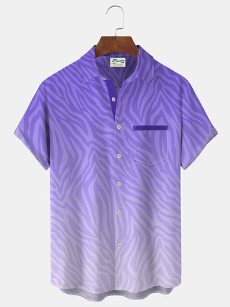 Royaura Art Ombre Print Beach Men's Hawaiian Oversized Short Sleeve Shirt with Pockets