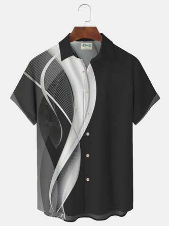 Royaura Vintage Gradient Artistic Print Men's Button Pocket Shirt