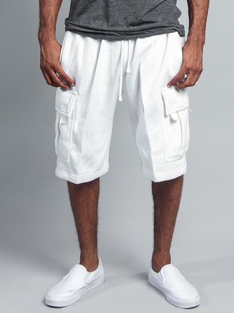 Men's Casual Multi-Pocket Loose Straight Cropped Cargo Shorts