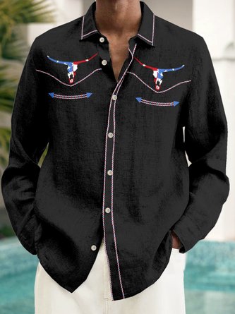 Royaura Casual Vintage Western Men's Long Sleeve Shirt Royaura Casual Vintage Western Men's Long Sleeve Shirt