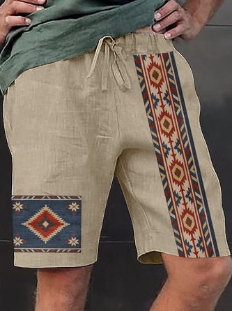 Royaura Natural Fiber Vintage Ethnic Western Print Men's Shorts