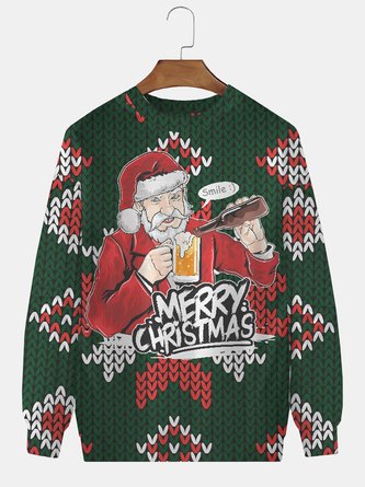 Royaura Men's Christmas Cheers Beer Santa Sweater