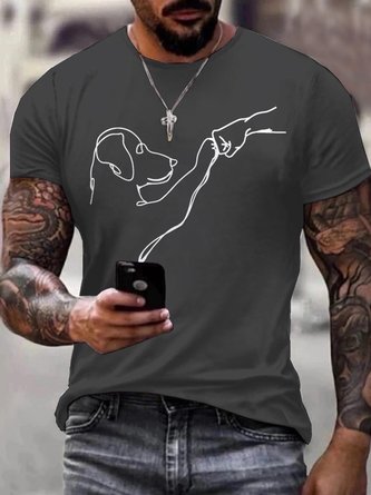 Men’s Dog Fist Bump Casual Regular Fit T-Shirt