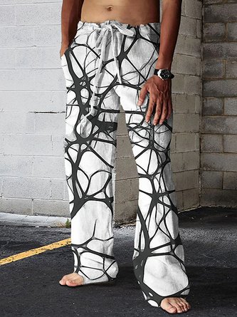 Royaura Retro Geometric Print Men's Casual Pants