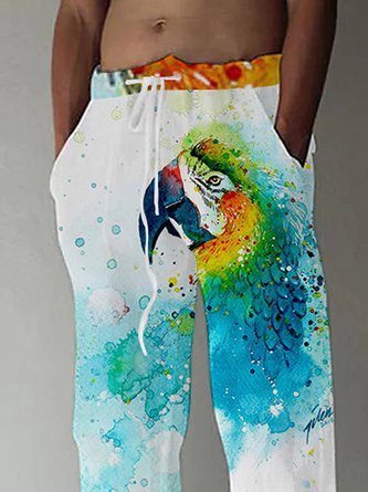 Royaura Parrot Gradient Print Men's Casual Pants