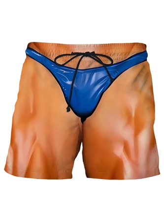 Royaura Men's Visual Dislocation Print Beach Shorts