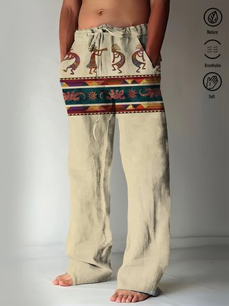 Royaura Vintage Aztec Western Men's Trousers Geometric Art Texture Large Size Elastic Waist Breathable Comfortable Casual Pants