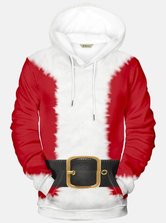 Royaura Christmas Cartoon Fun Men's Drawstring Hoodies Stretch Plus Size Holiday Pullover Sweatshirt
