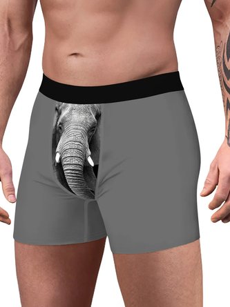 Royaura Vintage Elephant Print Men's Boxer Briefs Swim Shorts