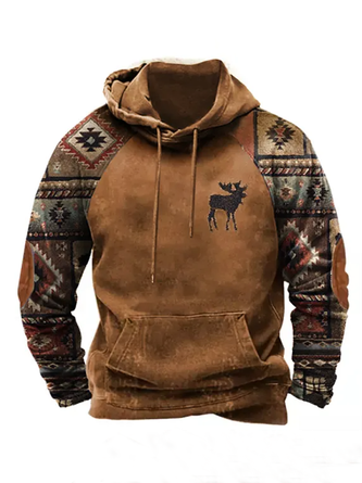 Royaura Art Retro Men's Aztec Hooded Sweatshirt
