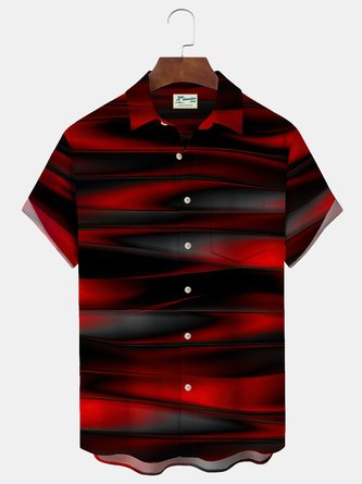 Royaura Retro Ombre Print Men's Button Pocket Short Sleeve Shirt