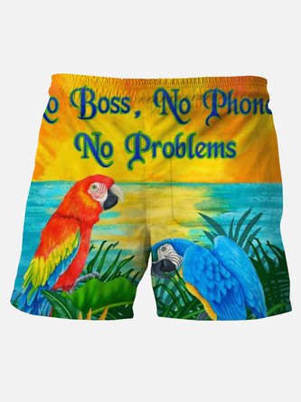 Royaura Blue Parrot Pockets Hawaii Series Pants