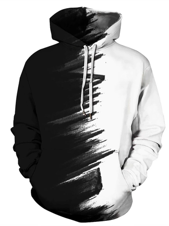 Royaura black and white contrast print oversized hooded pocket sweatshirt