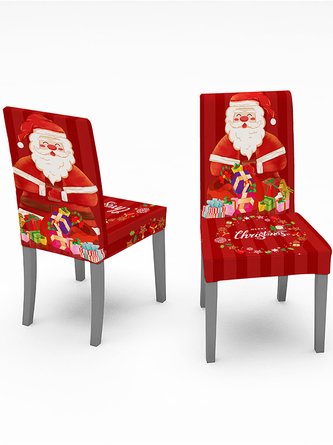 Royaura Christmas Santa Print Chair Cover