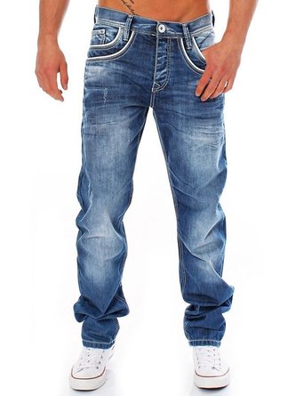 Men's Men's Washed Loose Jeans Outdoor Resort Casual Denim Trousers