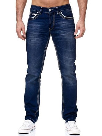 Royaura Men's Basic Loose Straight Outdoor Washed Jeans