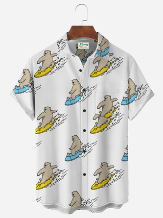 Royaura Men's casual sports baseball print short-sleeved shirt men's casual sports ski print short-sleeved shirt