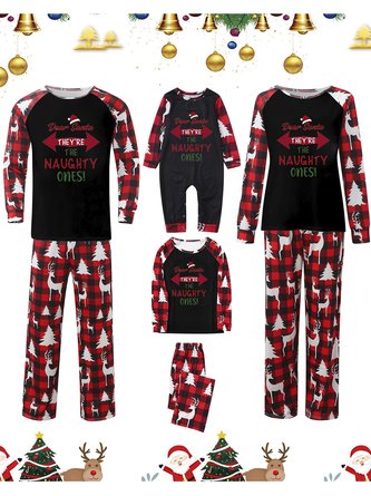 Royaura Christmas Holiday Home Suits Red Plaid Men's Home Clothes Couple Children's Christmas Suits