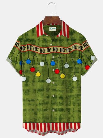 Royaura Christmas Movie Christmas Lights Print Men's Button Pocket Shirt