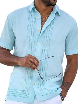 Royaura Basic Line Print Men's Button Pocket Shirt