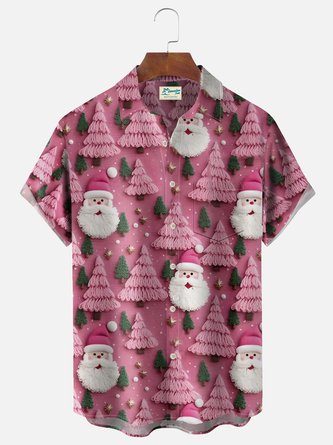 Royaura Christmas Gnome Print Men's Button Pocket Shirt