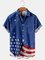 American Flag Graphic Short Sleeve Casual Men's Shirt