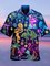 Men's Vintage Flamingo Palms Print Hawaiian Short Sleeve Shirt