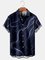 Men's Vintage 3 Line Print Hawaiian Short Sleeve Shirt