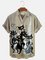 Men's 50's Vintage Casual Shirts Music Cat Wrinkle Free Plus Size Tops