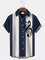 Men's Vintage Casual Bowling Shirts Music Symbol Art Stripes Plus Size Wrinkle Free Tops
