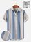 Men's Seersucker Wrinkle Free Striped Print Short Sleeved Shirt