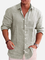 Men's Solid Color Slim Fit Lapel Casual Long Sleeve Shirt