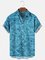 Mens Hawaiian Shirt Oean Creatures Blue Fish Cotton-Blend Casual Shirts & Tops
