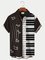 Men's Creative Concert Piano Key Notes Print Short Sleeve Shirt