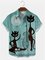 Hawaiian Retro Abstract Cat Elements Men's Casual Short-sleeved Shirt