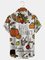 Royaura Men's Thanksgiving Pumpkin Hawaiian Button Short Sleeve Shirt
