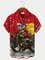 Royaura Men's Christmas Santa Motorcycle Print Hawaiian Shirt Breathable Button Up Shirts