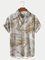 Royaura Men's Vintage Marble Texture Print Hawaiian Shirt Breathable Plus Size Shirts