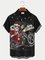 Royaura Men's Christmas Santa Claus on Motorcycle Print Hawaiian Shirt Breathable Big and Tall Shirts